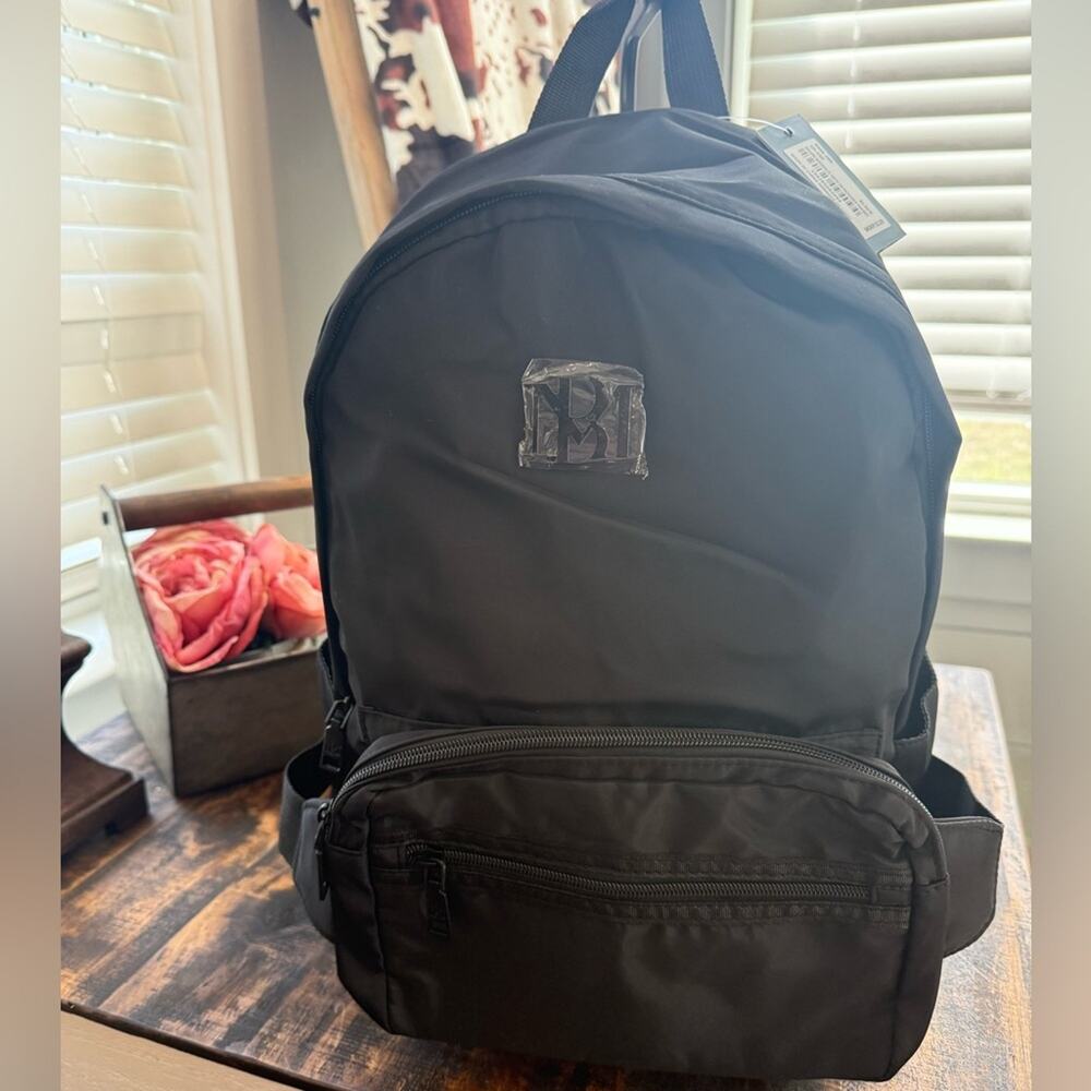 Badgley Mischka Black Nylon Backpack w/ Detachable Pack in Black NWT